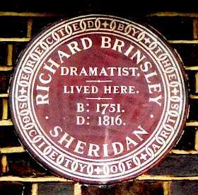 Richard Brinsley Sheridan, W1 - Savile Row